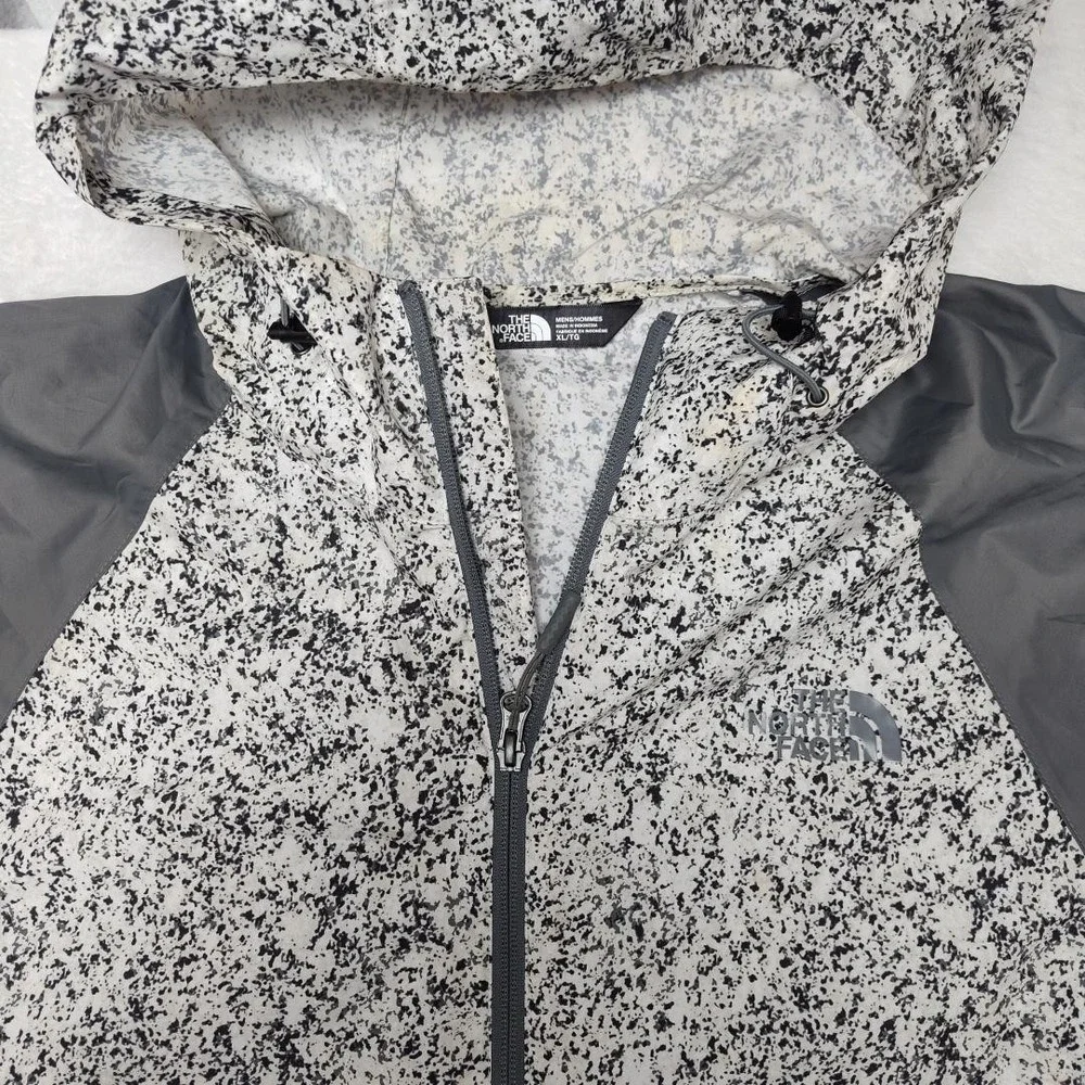 North Face Windbreaker‎ Mens XL White Flecked Hooded Full Zip Lightweight Jacket